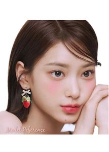 Strawberry Bloom White Bow Silver Stud Earrings