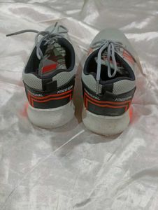 Gray &amp; Orange Striped Sneakers