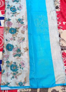 Beautiful White and Blue Saree