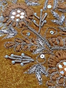 Mustard Pure Zardozi Silk suit