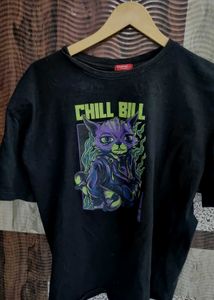 Chill Bill Graphic Tee – Oversized Black | Vintage