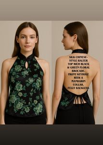 Silk Chinese-style halter top