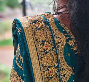 Elegant Teal Embroidered Saree