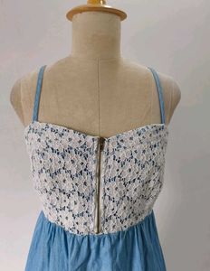 Denim &amp; Lace Mini Dress