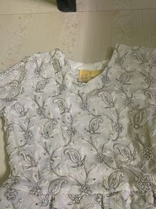 White Full Handwork Gown Wid Chiffon Dupatta