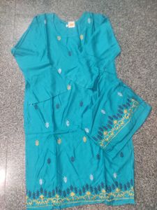 Teal Embroidered Kurta Set
