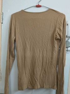 Ribbed Twist Front Long Sleeve Top