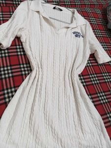 Cute White Knit Mini Dress