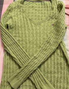 Tommy Hilfiger Green Cable Knit Sweater