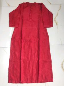 Red Mandarin Collar Shirt