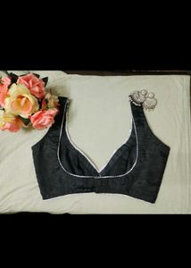 Silk Deep Neck Non Padded Blouse Woth Gota Lace Be