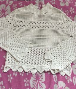 Crochet Knit Bell Sleeve Top