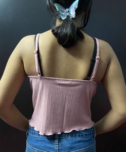 Cute Pink Ribbed Tank Top