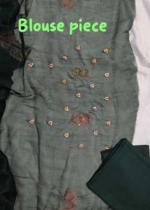 Emerald Green Saree with Rich Gold Zari Border - N