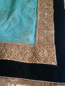 Saree with Velvet Blouse