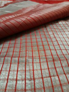 Red and White Checked Saree