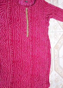 beautiful magenta - pink bandhini print kurti