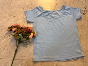Cute Blue Ribbed Top