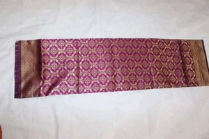Purple & Gold Banarasi Silk Fabric