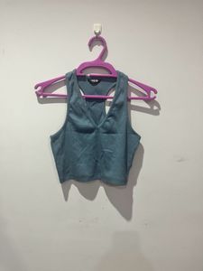 Blue Cropped Tank Top