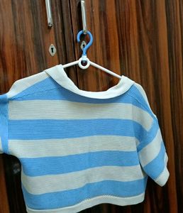 Urbanic Blue-White Crop Top