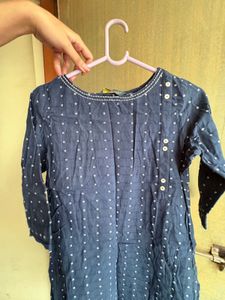 Navy Blue Polka Dot Kurti