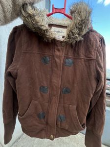 Brown Faux Fur Hooded Jacket