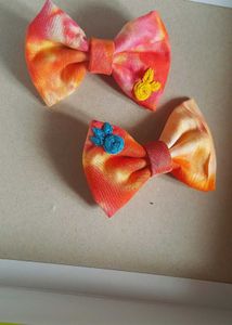 Hair Bow Alligator Clips Hand Embroidered 2