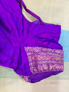 Green Violet  Embroidery Sari With Blouse