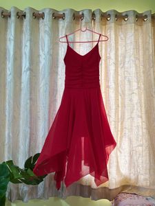 Red Asymmetrical Hem Dress