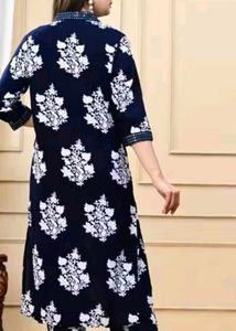 Navy Floral Print Kurti Set