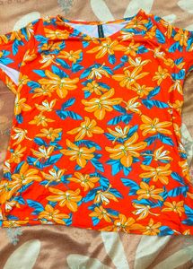 Orange Floral Top