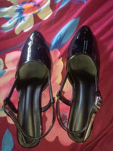 Black Patent Slingback Heels