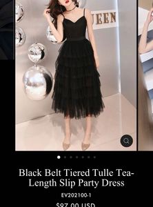 Black Belt Tiered Tulle Dress