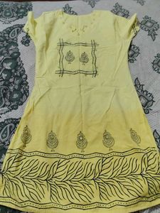 Yellow Block Print Tunic Dress