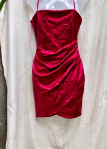 I. Red Ruched Bodycon Dress