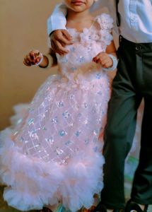 Peach Sparkly Flower Girl Dress