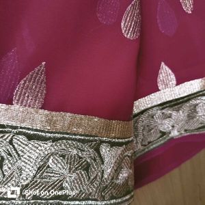 Heavy Zaria work, elegant maroon saree