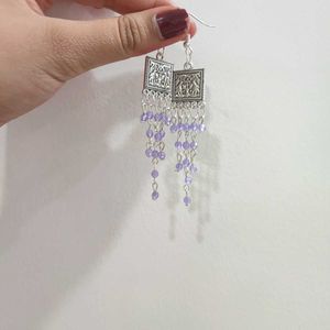 Festive Purple Crystal Earrings