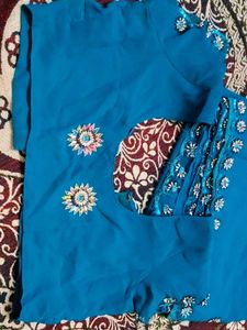 Teal Embellished Saree
