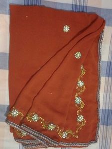 Elegant Brown Embellished Saree