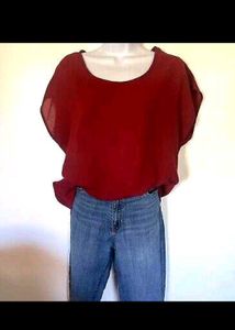 Red Maroon Blouse Perfect Baggy Top