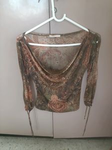 Forever 21 Olive Green Paisely Print Top