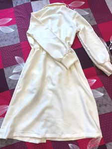 Shirt Pattern Knee Length Cream One Piece