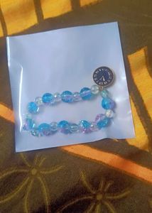 Blue & Purple Beaded Clock Charm Bracelet