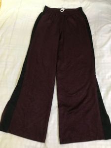 Maroon Wide Leg Pants With Slit Waist 30