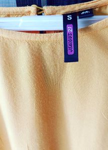 Women Branded Solid Casual Mustard Peplum To