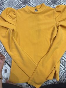 Mustard Puff Sleeve Top