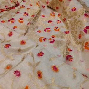 Soft Jamdani Saree With designer blouse
