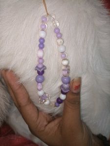 Beaded Purple & White PHONE CHARM